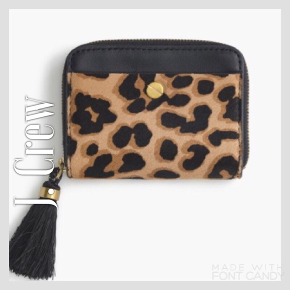 J. Crew Handbags - J. Crew Calf Hair Leather Card Holder w/ Zipper